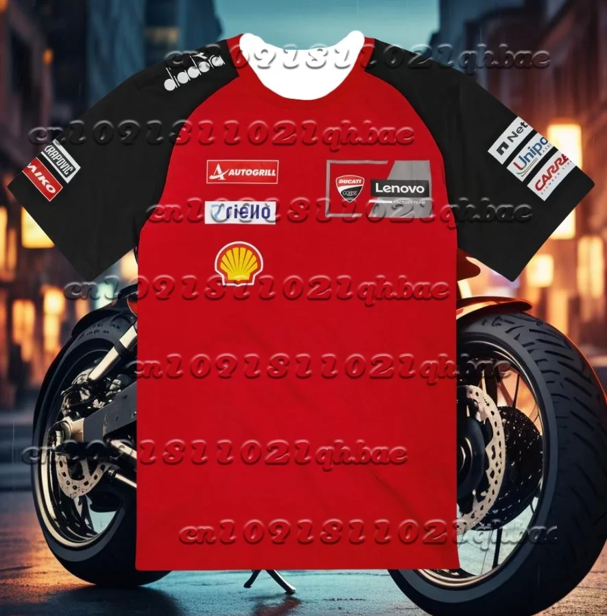 

25 Summer New Motorcycle Racing Loose Short Sleeve T-Shirt For Men Breathable Quick Drying Racing Pattern Printed Short Sleeve