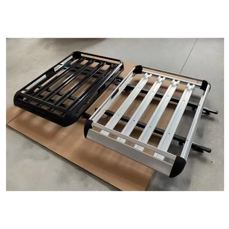 127*90 سم سبائك الألومنيوم الأسود سطح مزدوج رف سقف السيارة لسيارات الدفع الرباعي البضائع حامل سقفي سلة الناقل