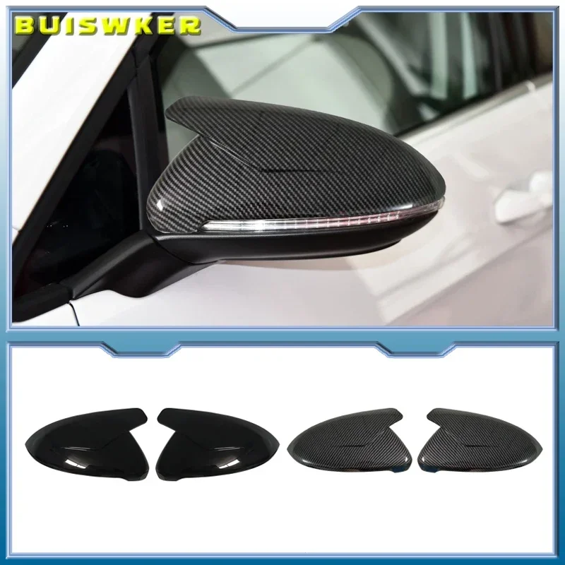 Side Rear View Mirror Cover Caps Signals For VW Golf 7 MK7 7.5 GTI For Touran 2013-2020 Bright Black Mirror Case Car Accessories
