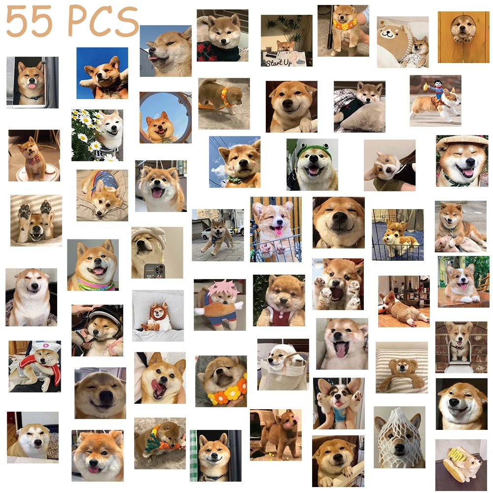 Cute Corgi Dogs Adesivos para Crianças, Decalques para Telefone, Laptop, Bagagem, Skate, Geladeira, Estética, Impermeável, Presentes, 55Pcs