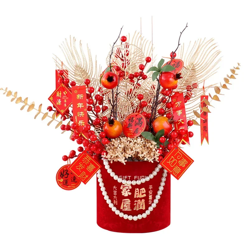 

*Wholesale Artificial Lunar New Year Flower Bouquet Dome Gifts Vietnamese Chinese Wedding New Year Table Decor Flower