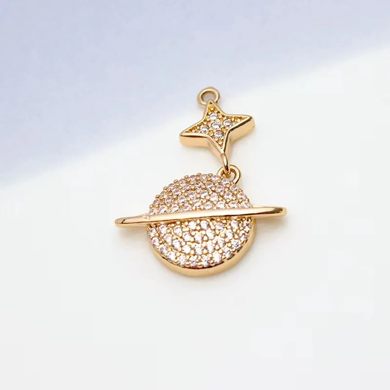 Shiny Gold-plated White AAA Zirconia Planet Star Earth CZ Accessories Charm Pendant Jewelry Making for Necklace Earring DIY Gift arch enemy earth lp