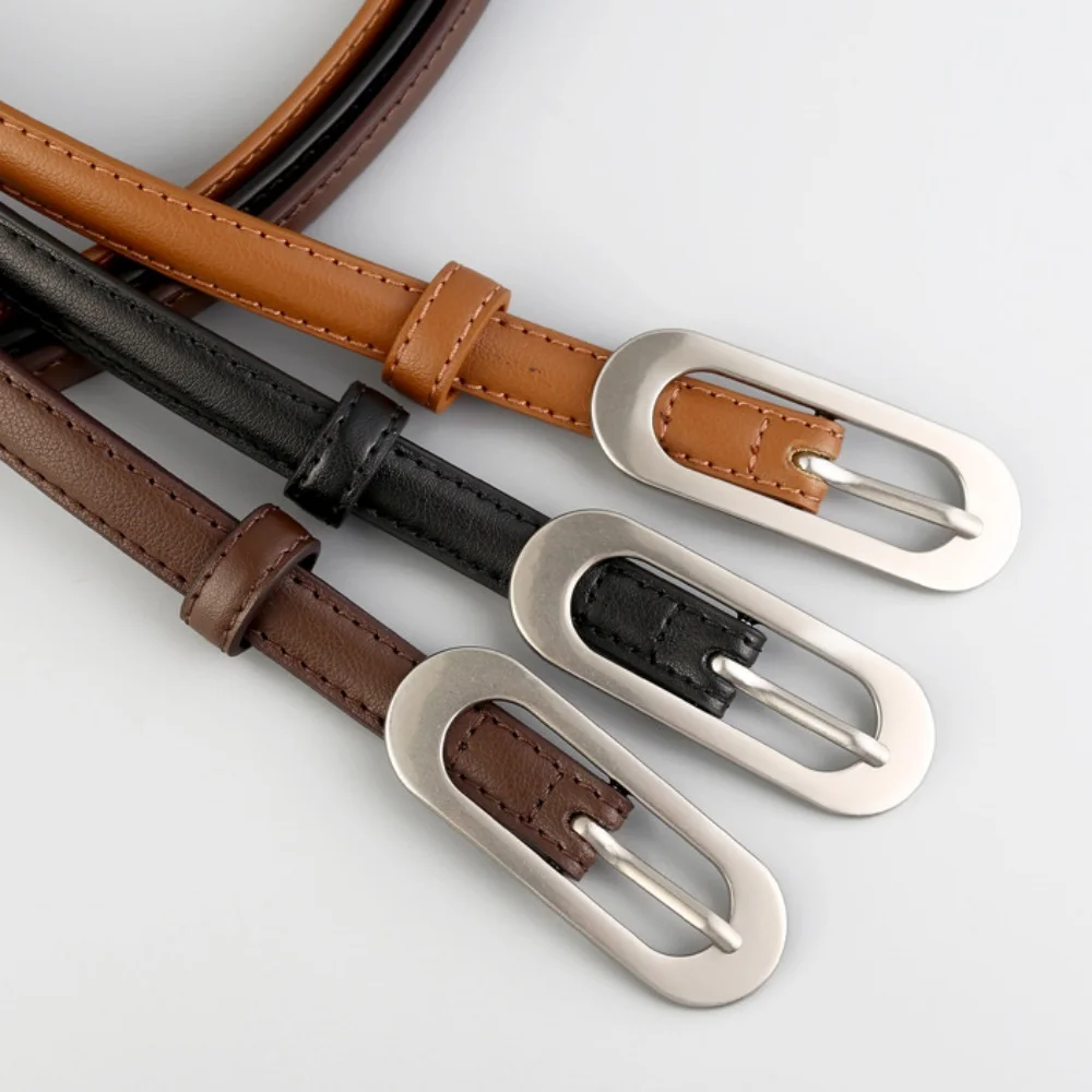 Women's Genuine Leather Belt for Autumn Winter Jacket Thin Belt Slimming Pin Buckle Waistbelt Versatile Belt Accessories