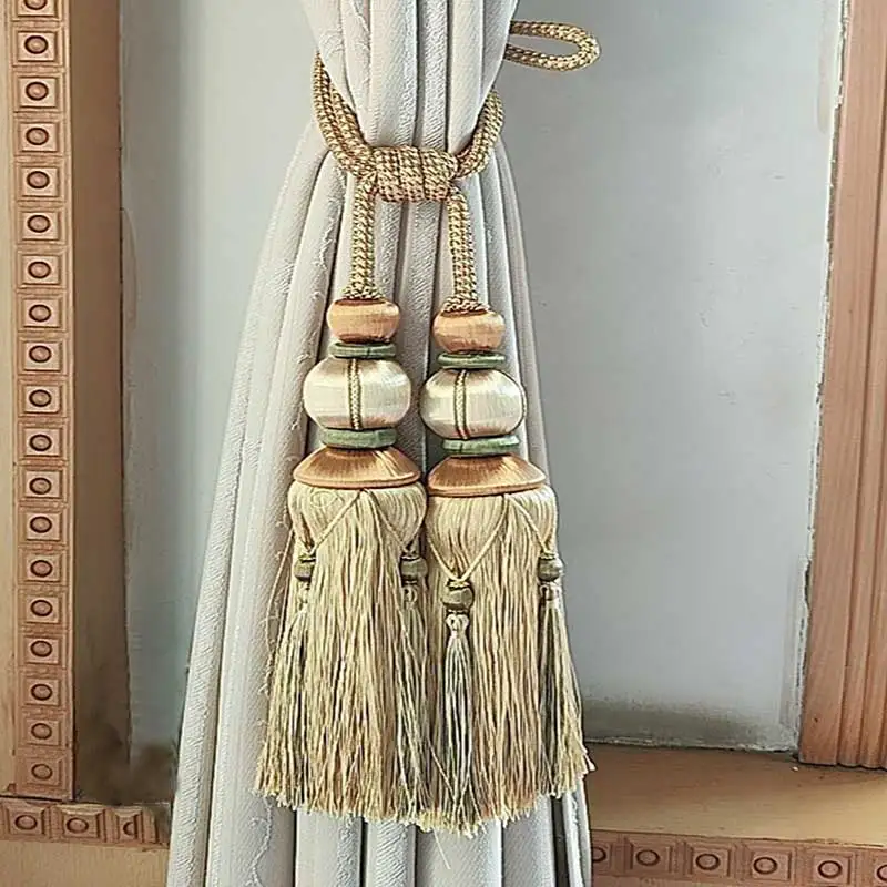 European Tassel Curtain Tieback Hanging Ball Pendant Curtain Decor Accessories Modern Tie Rope Curtains Holder