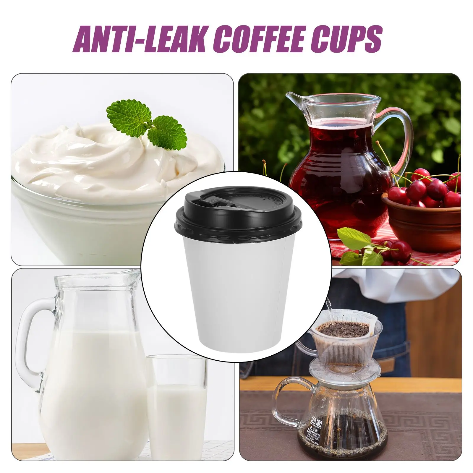 Disposable Coffee Cups with Lids – European Style Double-Layer Insulated Paper Cups for... - SKU DCC12395 - UGI Packaging