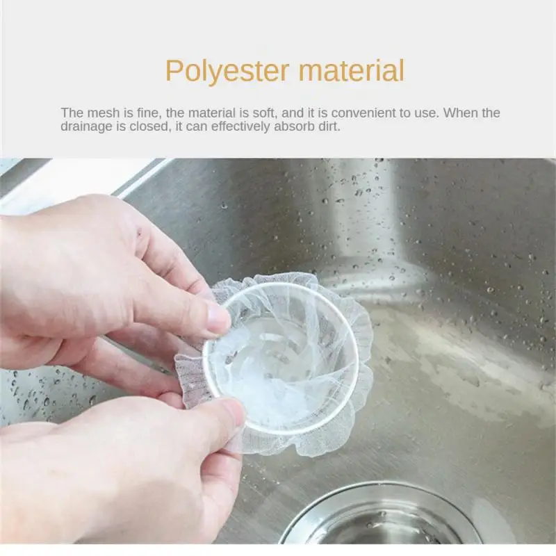 30/100PCS Disposable Sink Filter Mesh Bags Kitchen Sink Strainer Drain Hole Anti-blocking Garbage Bag Cleaning Strainers Net