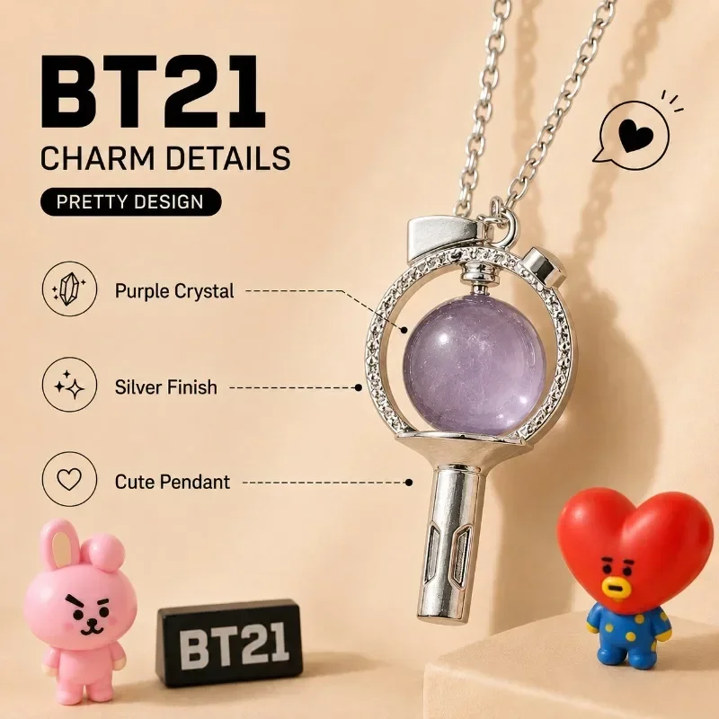 BT21 Necklace Creative Support Stick Necklace Support Peripheral AccessoriesCollarbone Chain Fashion Decoration view 2