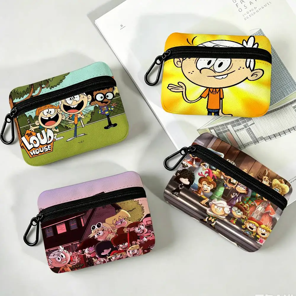 Children's family comedy The Loud House Multifunctional Oxford Cloth Small Pouch With Hook Mini Coin Wallet Earbud Storage Bag