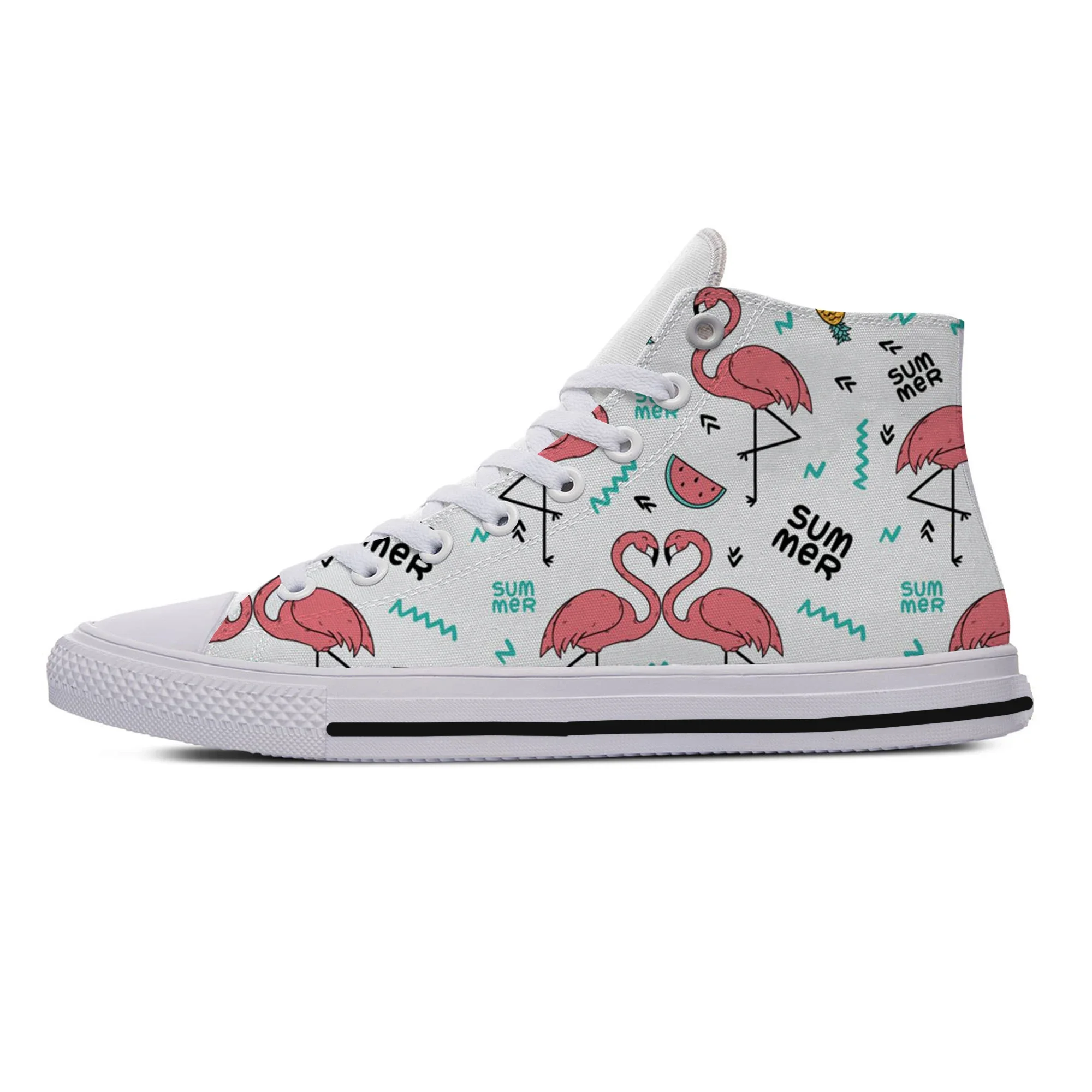 Hete Mode Vrouw Man Sneakers Casual Board Schoenen Hoge Kwaliteit Hoge Hulp Canvas Schoenen Dier Flamingo Classic High Help Schoenen