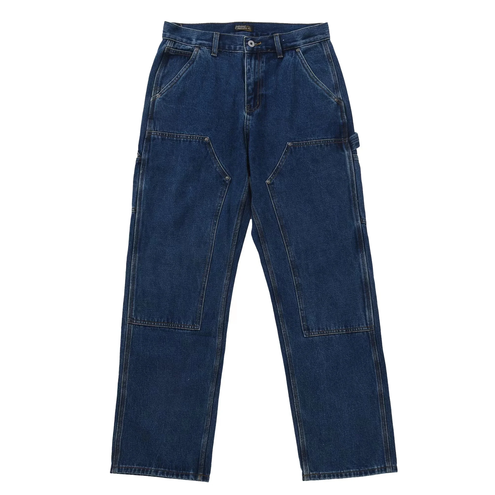 

Men's Double-Front Work Dungaree Pants Straight Loose Fit Jeans