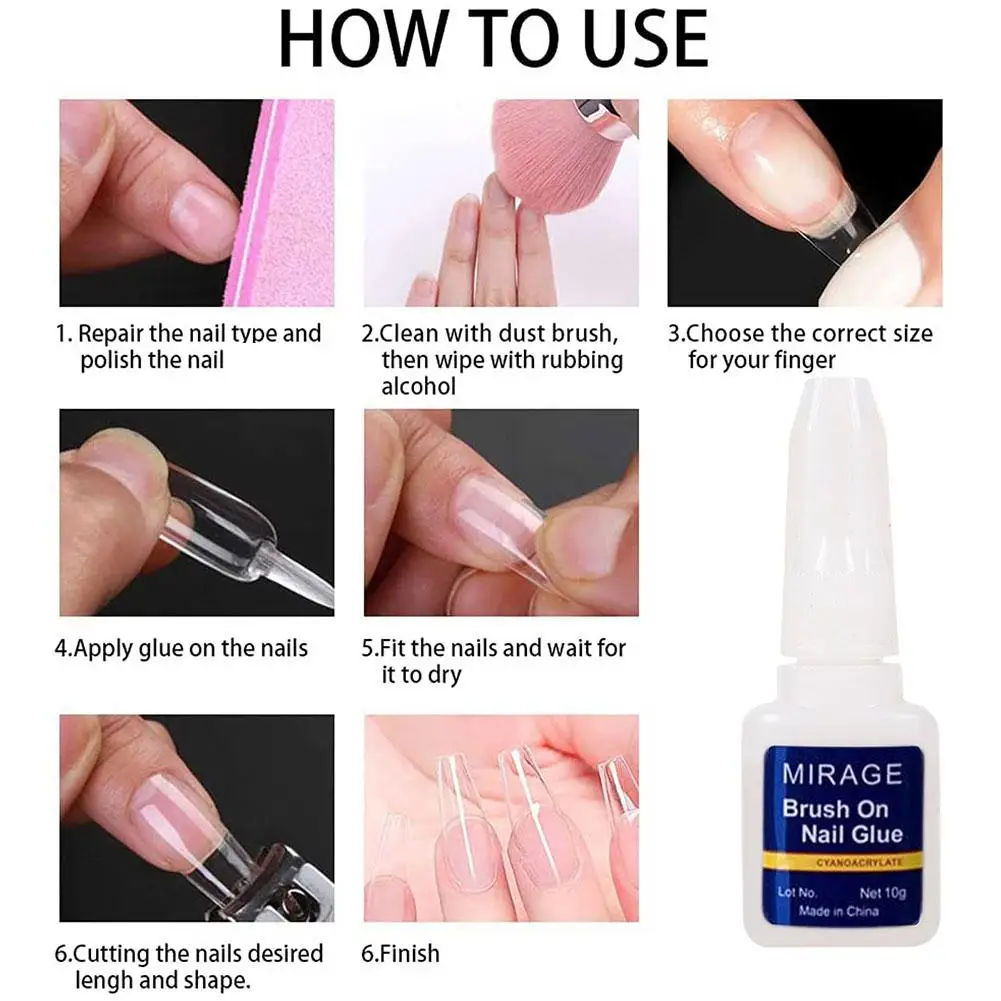 5 pz/vendita colla per unghie super forte punte acriliche e colla per unghie professionale con strass 10g colla a lunga durata ad asciugatura rapida