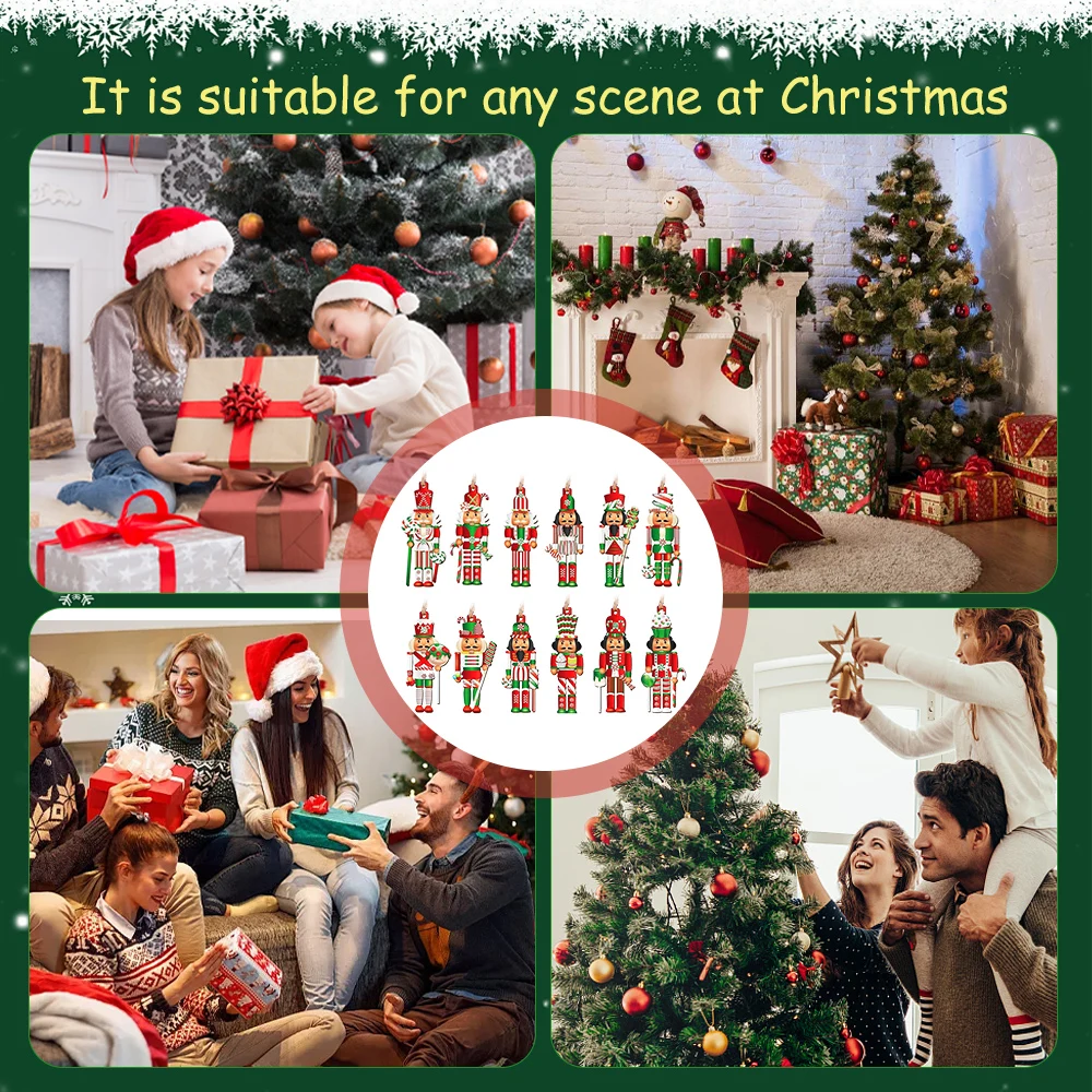 Soldat Casse-Noisette Bonbons Pendentif En Bois, Ornement De Face D'arbre De Noël, Décoration De Noël Pour La Maison, Cadeau De Nouvel An, Nouveau, 12 Pcs, 24Pcs