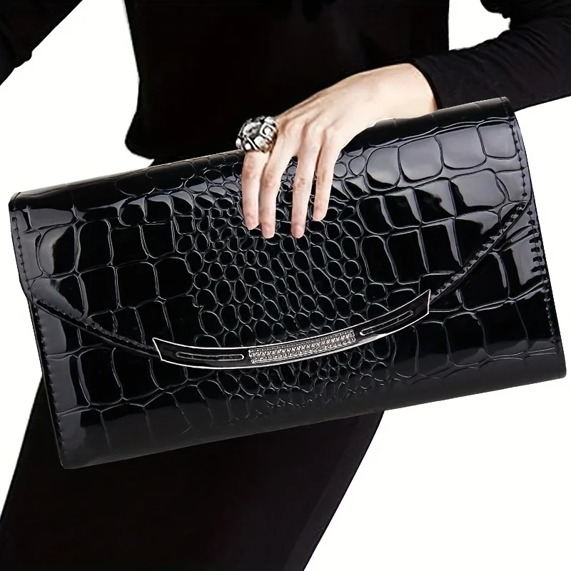 Patent leather women\'s clutch bag Large capacity clutch bag chain clutch bag Single shoulder straddle bag