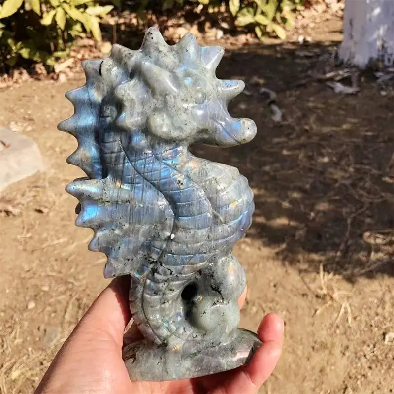 

Натуральный лабрадорит, резьба по морскому коньку, статуя животного, исцеление фэншуй, энергия, драгоценный камень, поделки для рождественского подарка, 1 шт.