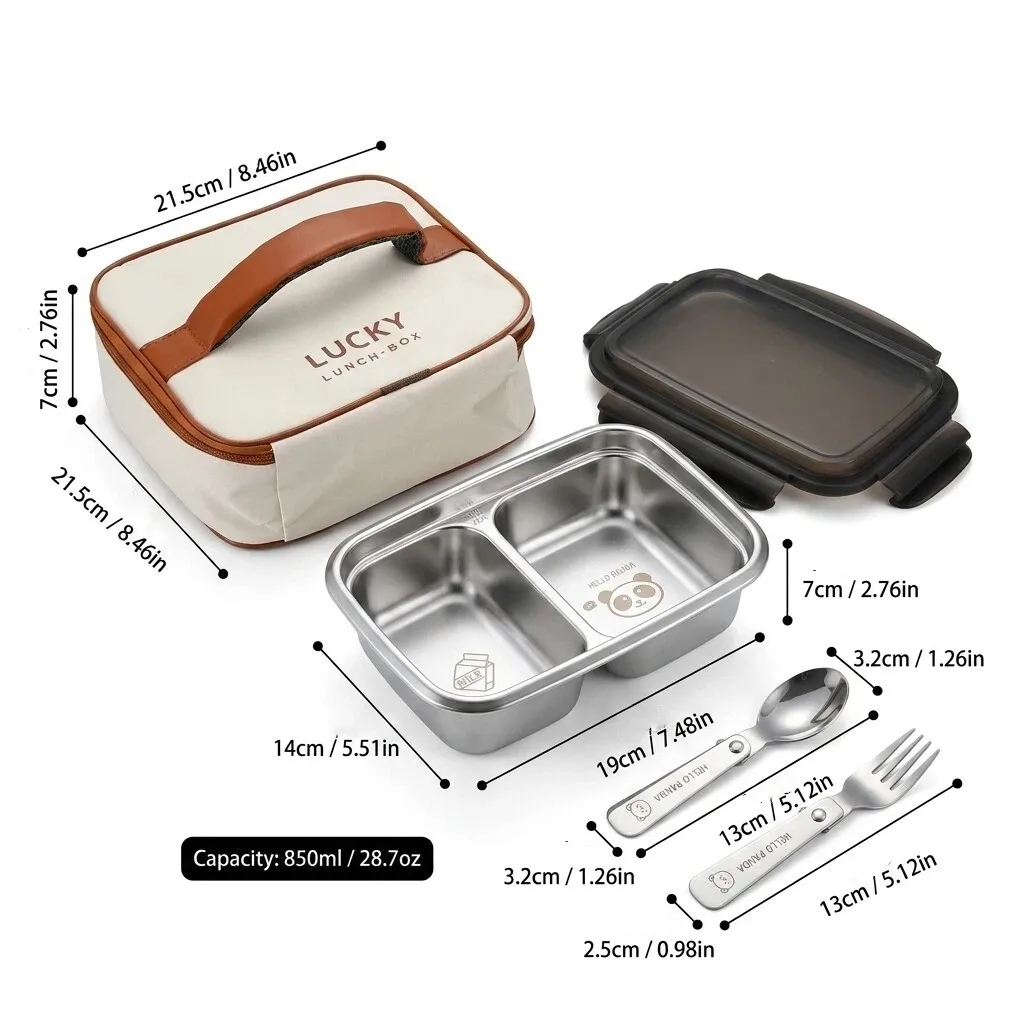 Draagbare 304 roestvrijstalen gedeelde bento lunchbox met 2/3 compartimenten, grote capaciteit, lekvrij voedselcontainer voor kinderen en studenten