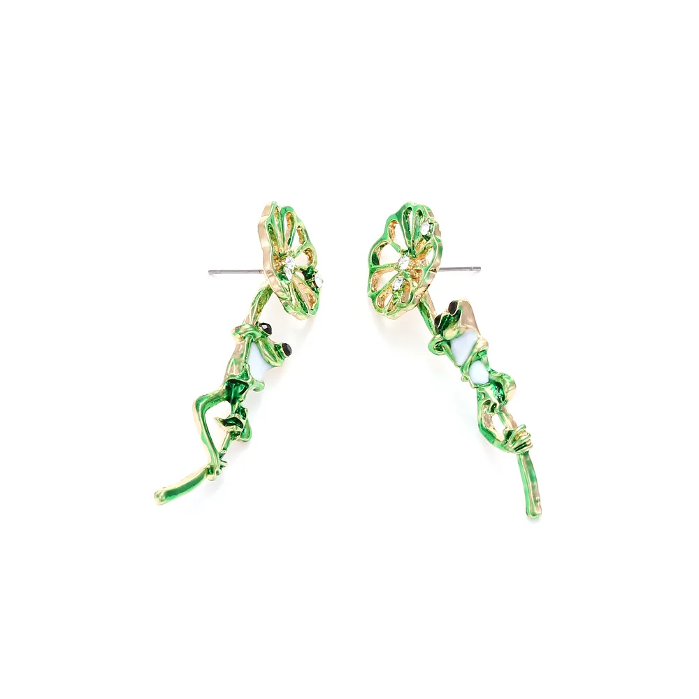 Fun Cute Alloy Flower Frog Earrings Wholesale