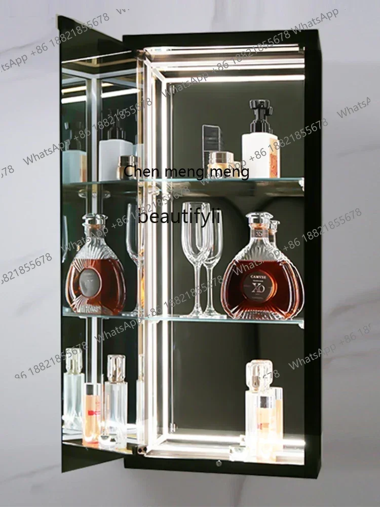NQ52 Hot sales  Melaleuca glass luminous display cabinet cosmetics storage bathroom living room study wall display