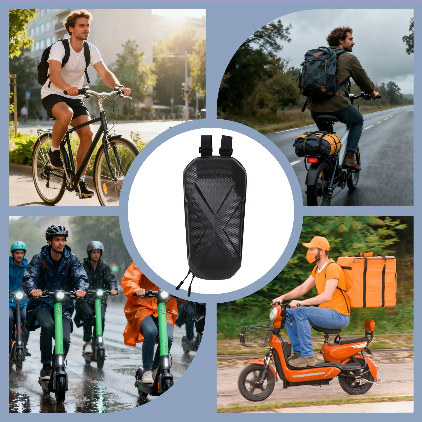 

Large Capacity Waterproof Skateboard Hanging Case Carry Bag Bicycle Electric Scooter Front Storage Bag EVA Hard Shell Bag