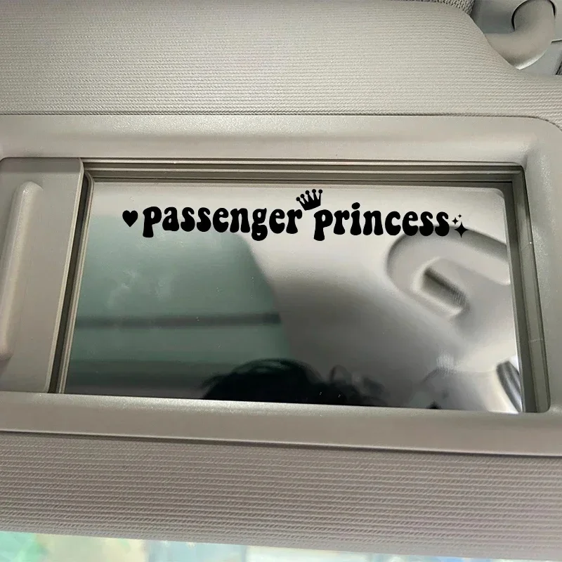 Funny Passenger Princess Vinyl Car Decal, 15x2.3cm Cute Crown Pattern, Stylish Sticker for Car Rearview Mirror Interior