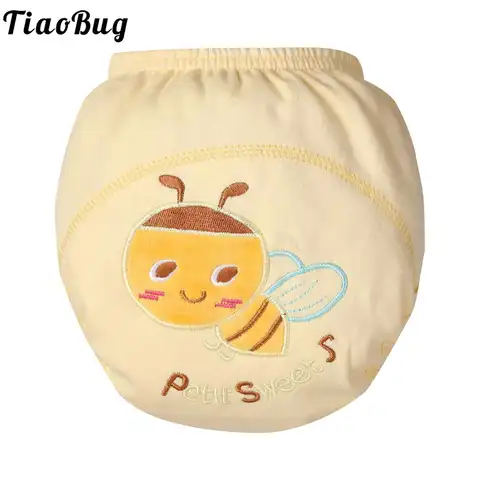 남아 및 여아용 면 배변 훈련 오피 팬티, 기저귀 커버 블루머 자수 바지, 재사용 가능한 세척 가능한 흡수성 언더팬츠