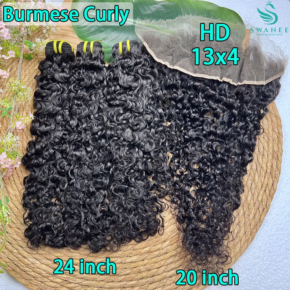 

Бирманские вьющиеся пучки с HD 13 × 4, кружевная застежка, пучки человеческих волос, вьетнамские необработанные пучки волос, пучки вьющихся волос