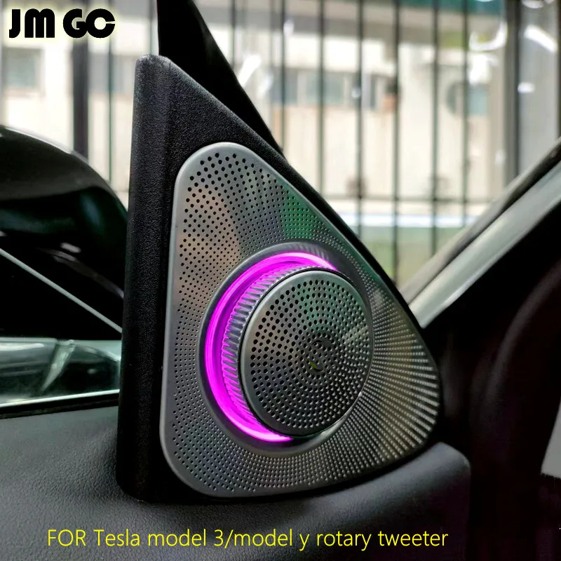 Altoparlante per auto per tesla modello 3 modello y illuminato porta girevole tweeter copertura per altoparlanti a led multicolore installazione