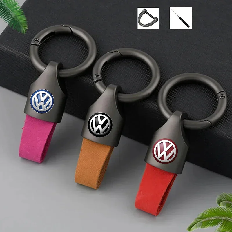 New Cowhide Leather Car Keychain Key Rings Keyring For Volkswagen VW Rline Beetle Touareg Tiguan Touran CC Golf MK6 7