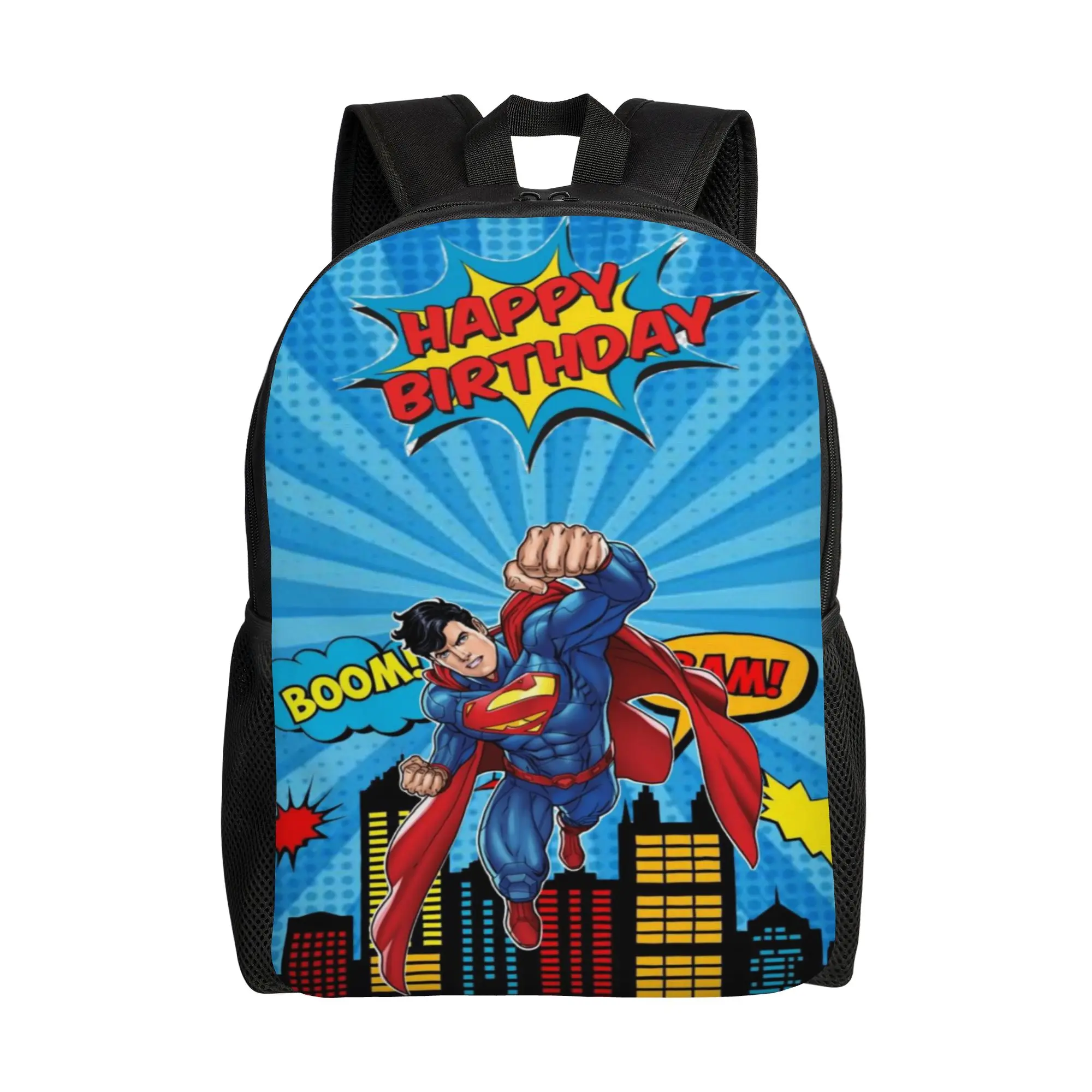 Back to school season Harajuku Design Boom Pop Superman Birthday Poster Knapsack  For Women Backpack