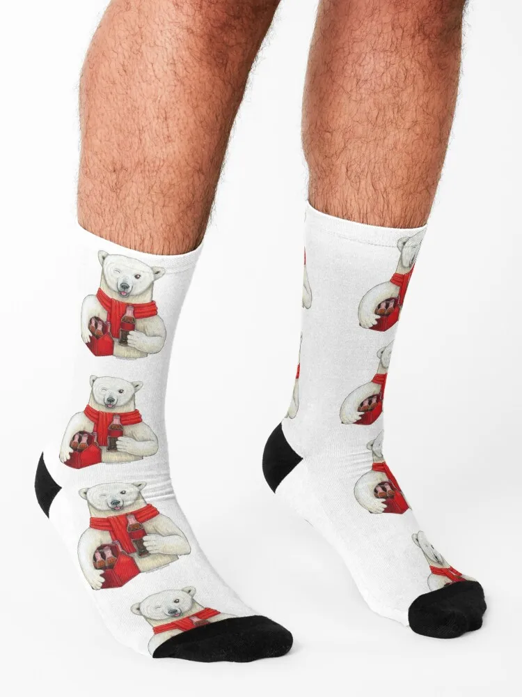 Coca-Cola Polar Bear Socks with print Climbing cute Socks Female Men's