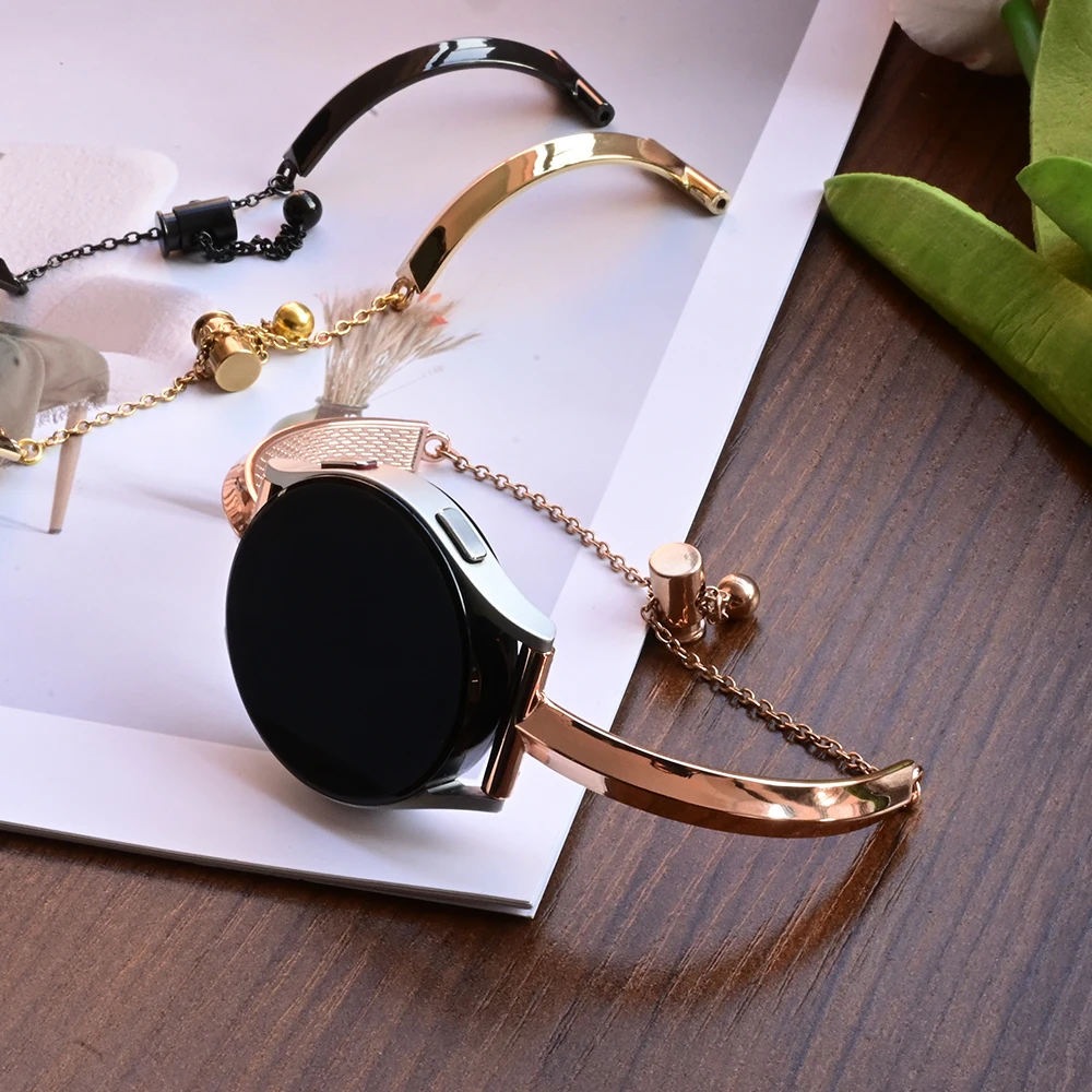 

Тонкий женский ремешок 20 мм для Samsung Galaxy Watch 7 40 44 мм FE, ювелирный металлический ремешок-цепочка для Amazfit Active 2, элегантный металлический браслет