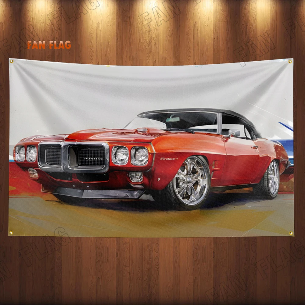 90x150cm Vintage American Muscle Cars Flag Polyester Digital Printing Retro Car Banner For Decor