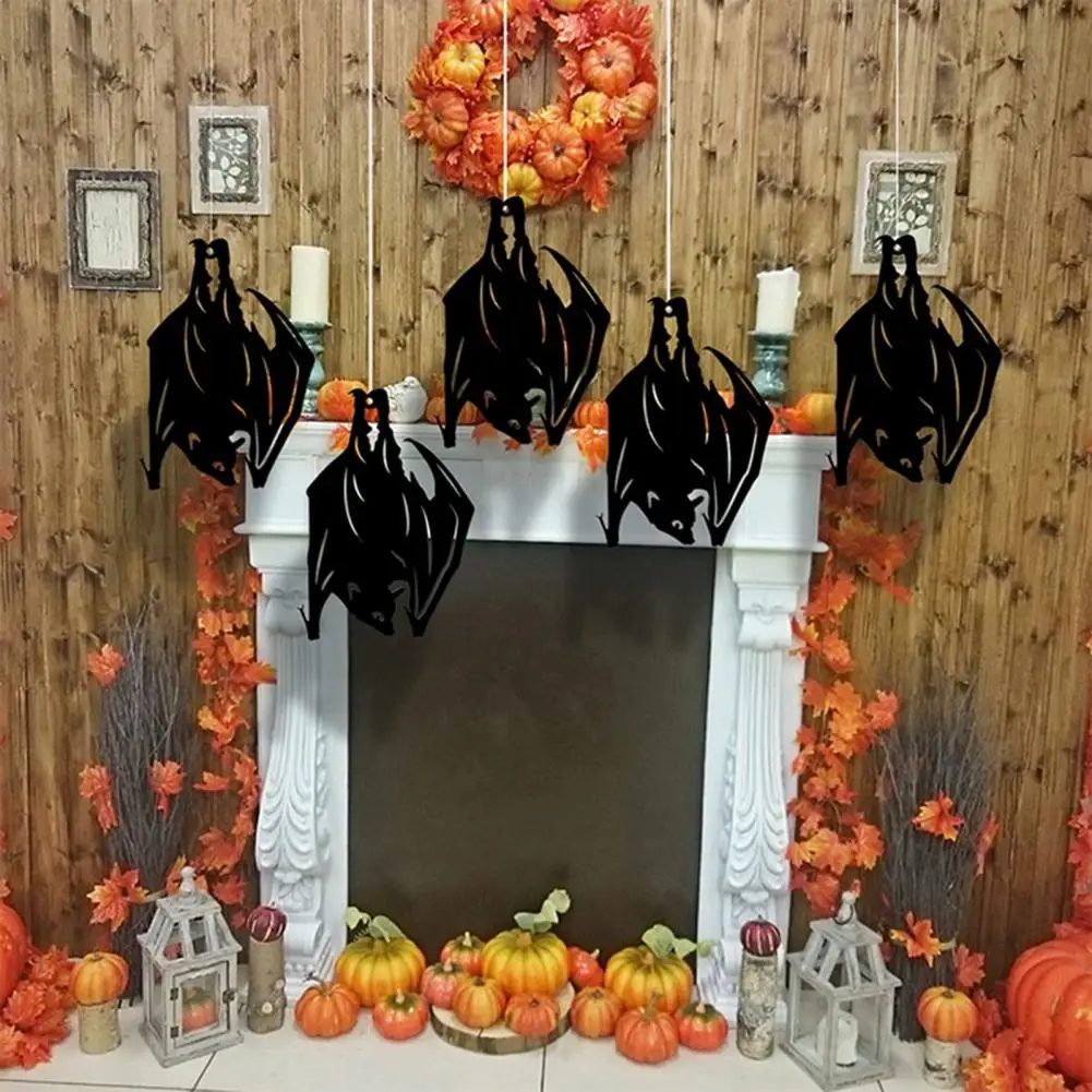 

Pvc Plastic Bat Ornaments Black Bat Party Supplies Realistic Hanging Black Decor for Halloween Party Supply Set of 5 for Window