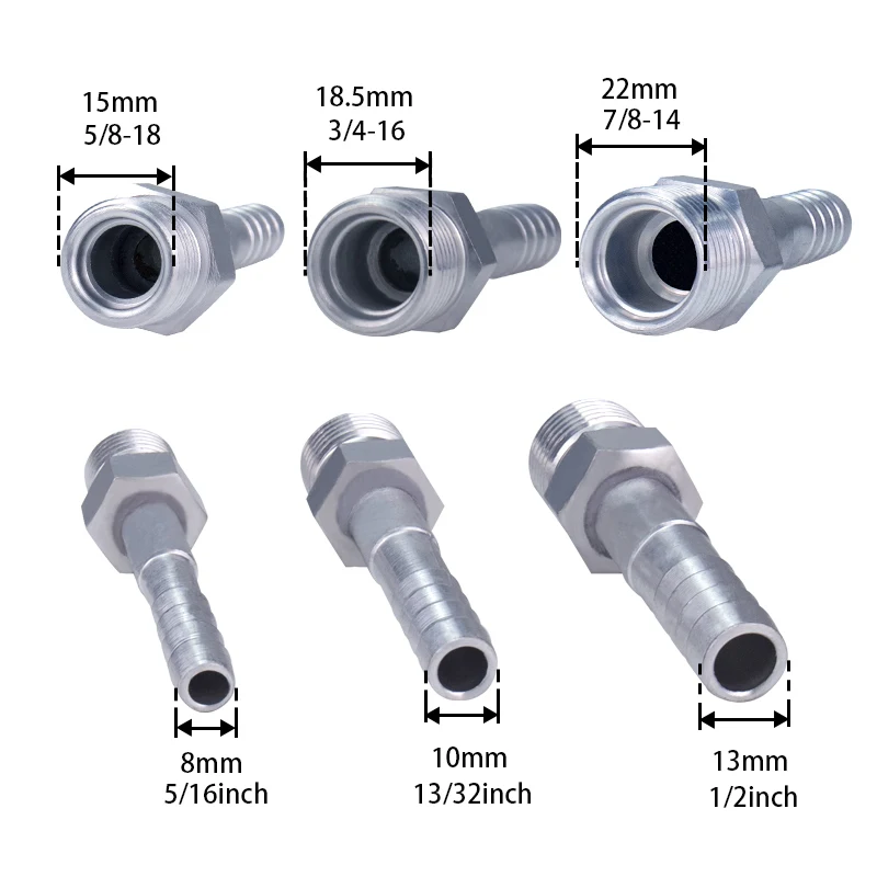 #6 #8 #10 Straight Male Insert O-ring Barbed Fitting for A/C Refrigerant Hose