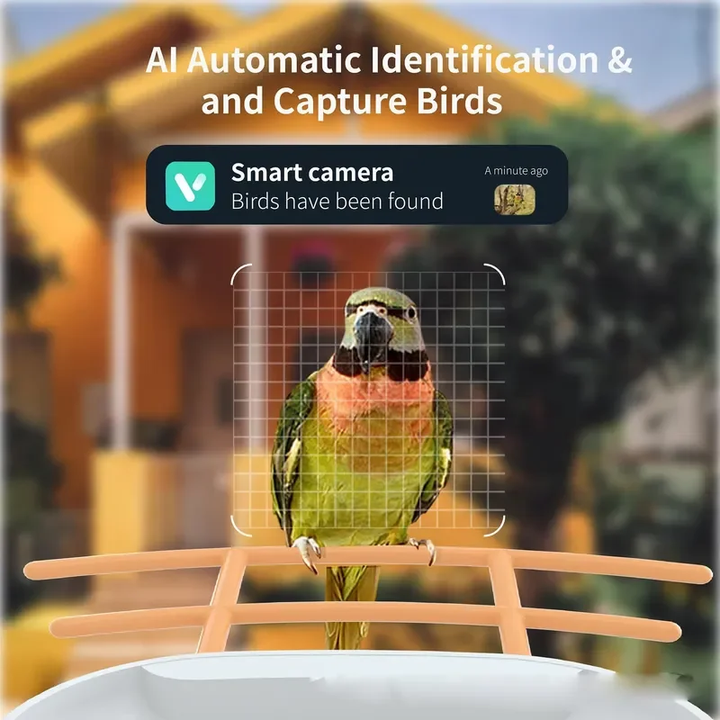 Smart AI Bird Feeder with Bird Identification, Automatic Bird Watching Feeding Device for Garden Wildlife