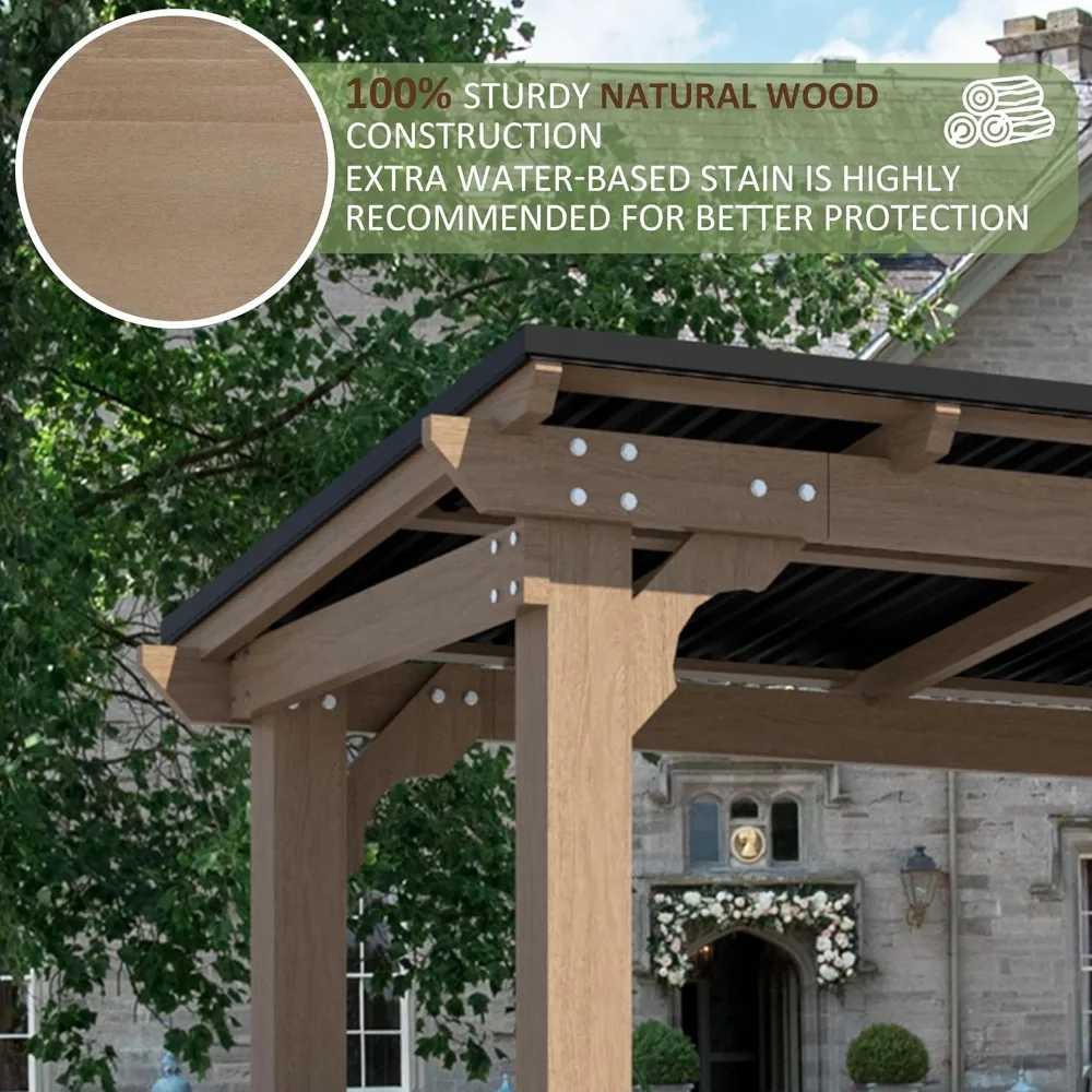 

8’x5’ Grill Gazebo, Patio Gazebo with Hardtop Metal Roof, Rainwater Drainage, Wood Frame, BBQ Gazebo for Barbecue, Customized