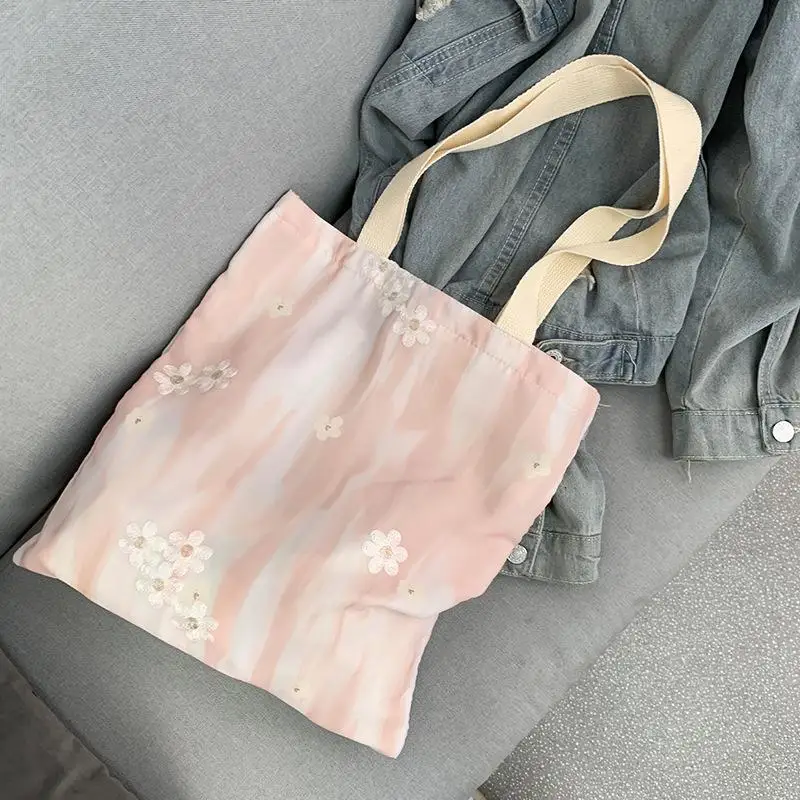 Modische chinesische Stickerei-Malerei, kleine frische Canvas-Tasche, Damen-Umhängetasche, Handtasche, Westentasche – Detail 4
