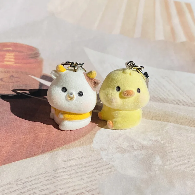 10PCS 3D Flocking Resin Small Animal Charms Plush Dolls Pendants  for Necklace Jewelry Making DIY Handmade Accessories Wholesale