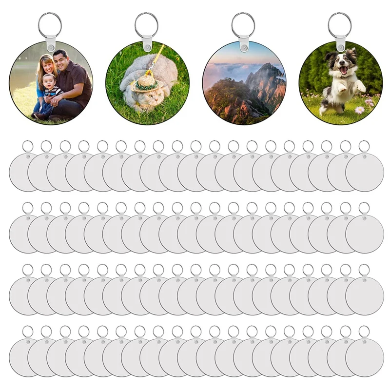 

Sublimation Keychain Blanks Double Sides 80 MDF Sublimation Keychains Blank With 160 Rings And Clips-ABSW