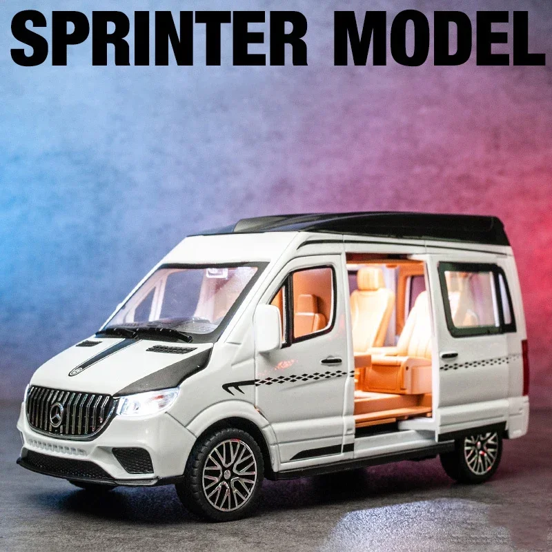 

1:24 Alloy Bus Benz Sprinter MPV Van Alloy Toy Car Diecast MPV Model Sound Light Pull Back Children Gift Boys For Toys