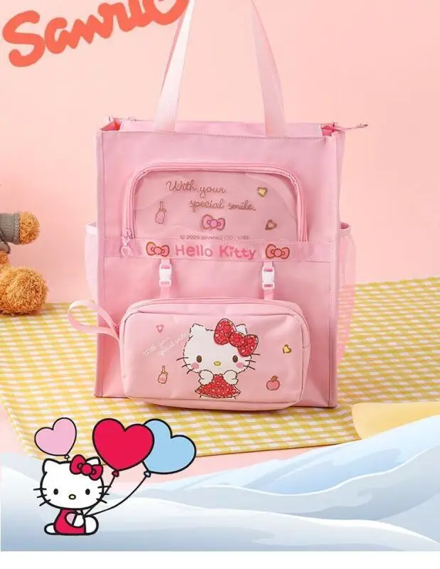 سانريو Kawaii مرحبا كيتي حقيبة التخزين Kuromi حقيبة مستحضرات التجميل انفصال مقلمة لطيف الذهاب إلى المدرسة الأم في القانون حقيبة سستة حقيبة