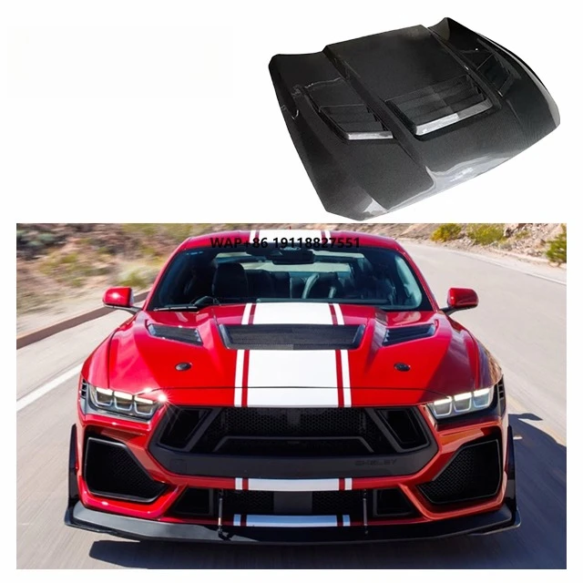 

Carbon Hood for Mustang 2024 Shelby GT500 Super Snack KR Carbon Fiber Hood Body Kit GT500 Engine Hood