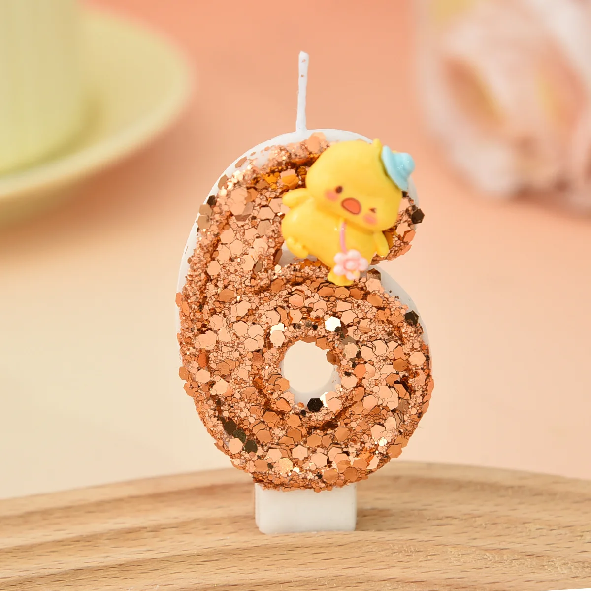 Orange Sequined Birthday Candles Festive Party Decoration Cartoon Yellow Little Yellow Duck Digital Candle Dessert Cake Plugin
