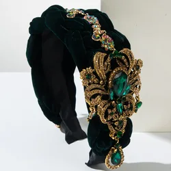 Newest Fashion Handmade Crystal Headpiece Fashion Retro Hair Bands For Women White Green Red Rhinestone Headbands For Women