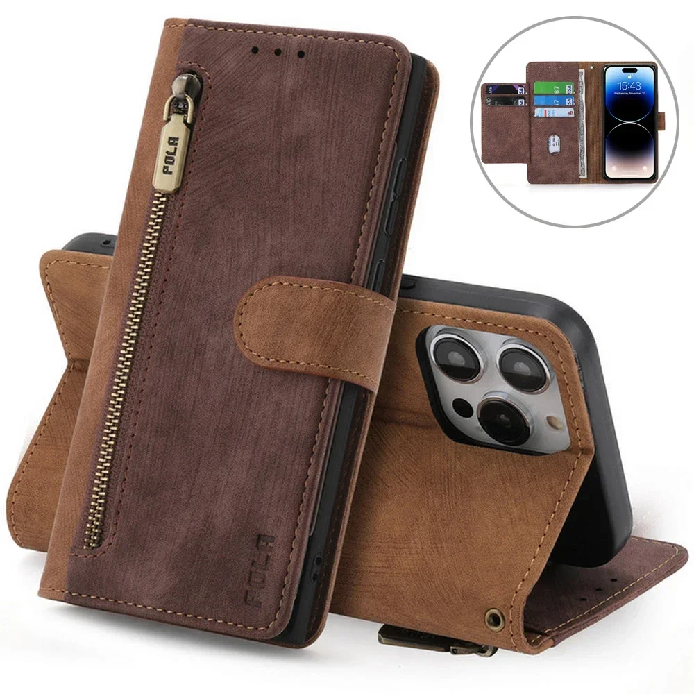 

For Vivo V29 V30 Lite 5G RFID Block Leather Zipper Wallet Case For Vivo V29E V27E V25E V23E V21 E V23 V25 V27 V30 Pro Funda