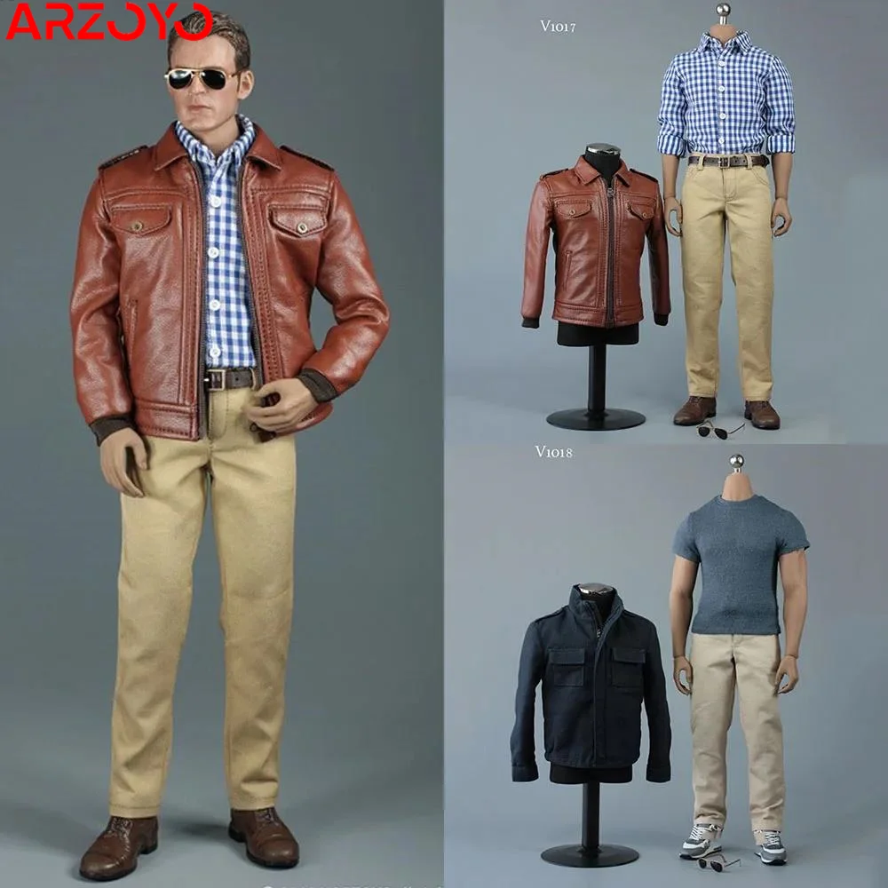 

VORTOYS V1017 V1018 1/6 male soldiers clothes Retro Leather Jacket Tooling Jacket Set Clothing For 12'' Man Action Figure Body