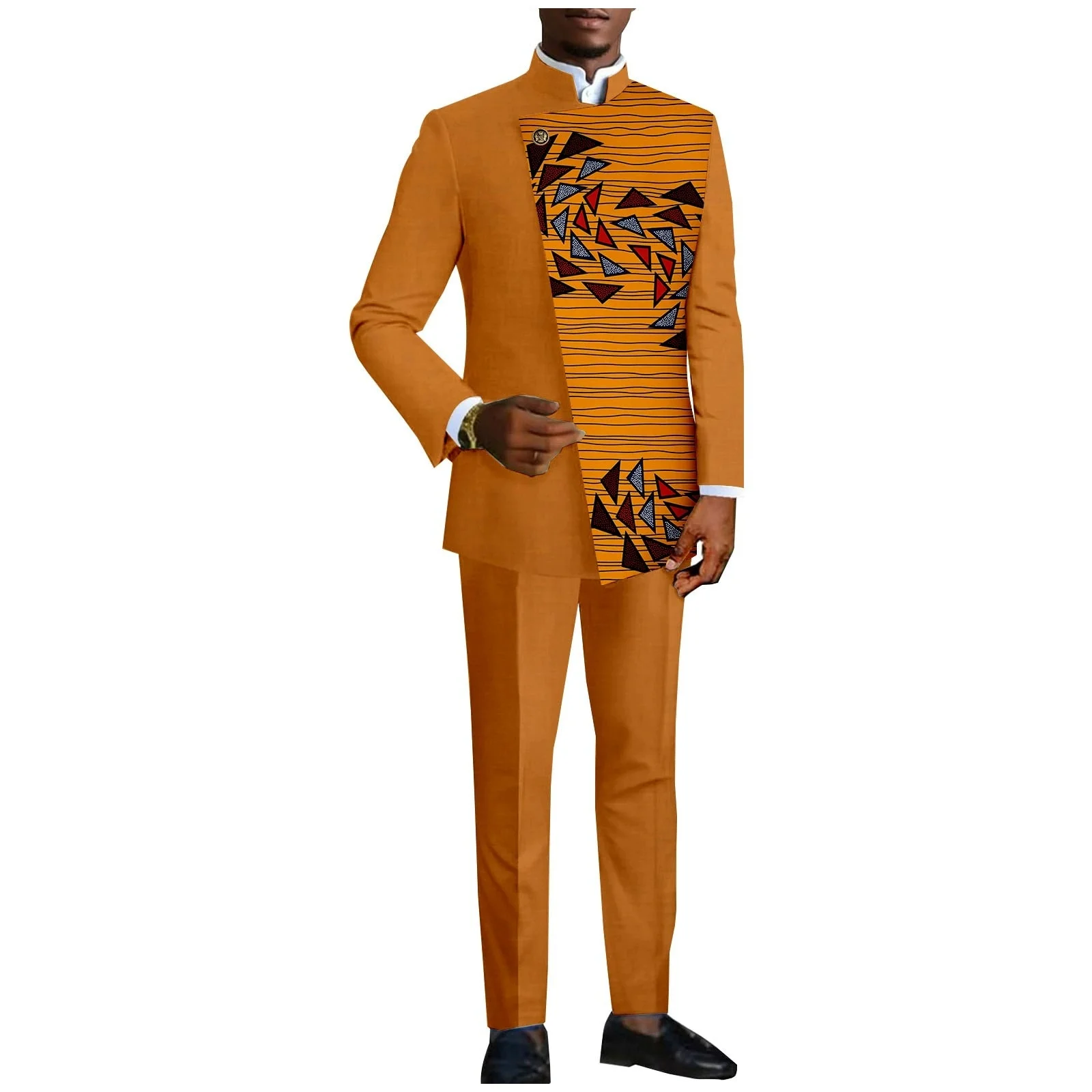Trajes de hombre lisos de 2 piezas ajustados de diseño africano para boda, esmoquin para novio, trajes formales para fiesta de graduación, chaqueta para padrino, pantalones