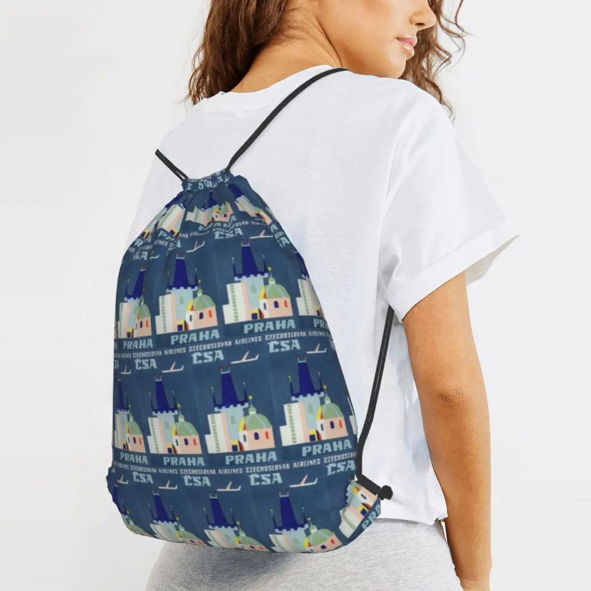 

Czechoslovak Airlines (CSA) Backpacks Fashion Drawstring Bags Sundries Bag Book Bags for Man Woman Students