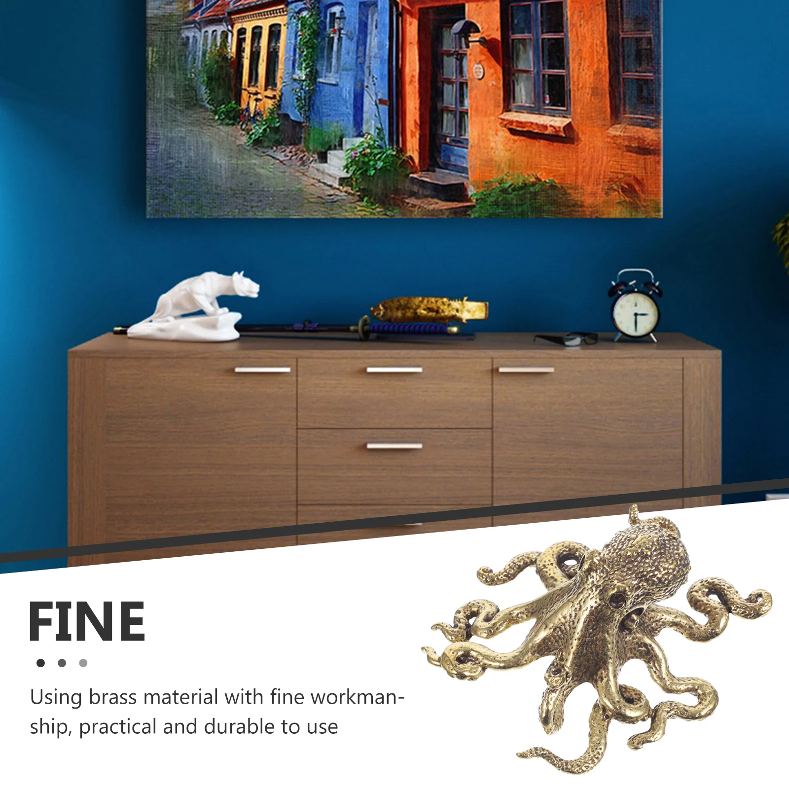 Ornaments Home Octopus Brass Crafts Vacuum Cleaner for Car Sculpture Statue Decor Mini Plushies