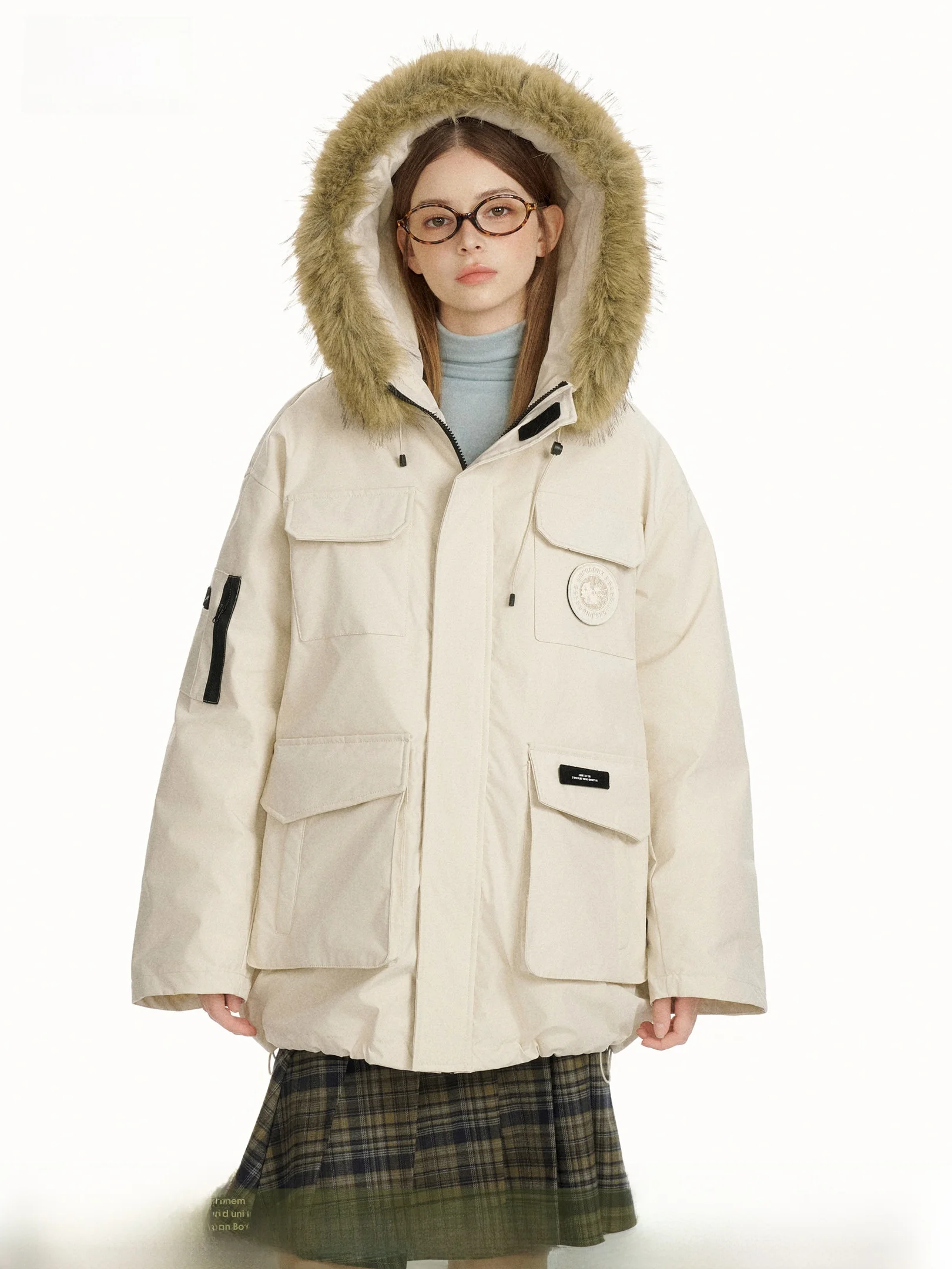 

Beetle Town Detachable Thiened Fur Collar Workwear Cotton Jaet Women's Winter Warm Coat Cotton Padded Clothing Street S...