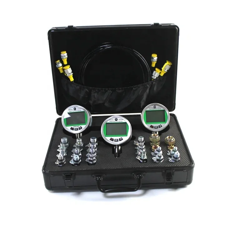 

Excavator Hydraulic Press Tool Gauge 3 Gauges 16MPA*1/70PMA*2 Digital Pressure Gauge Diagnostic Tools Kit for Excavators